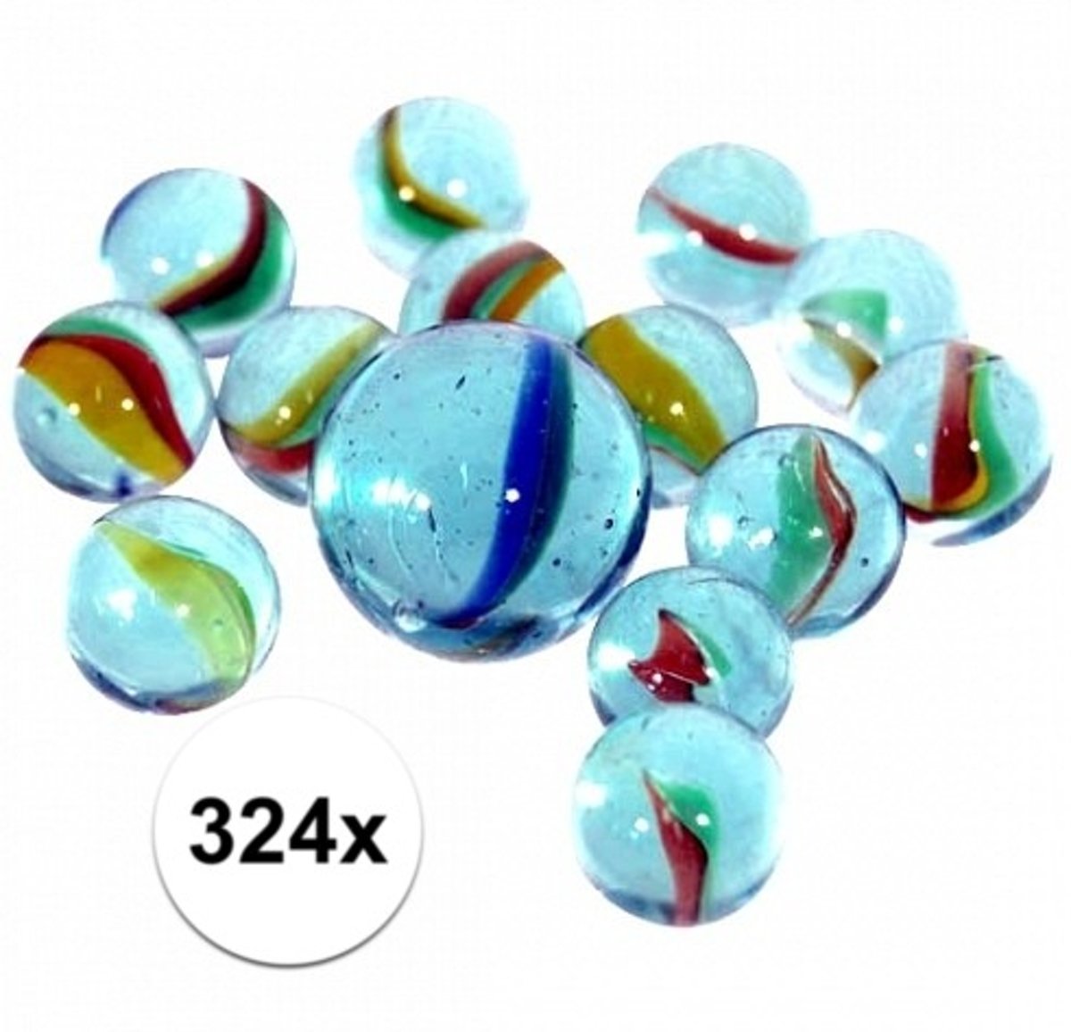 324 x Glazen knikkers, vier keer een halve kilo - Buitenspeelgoed - knikkeren