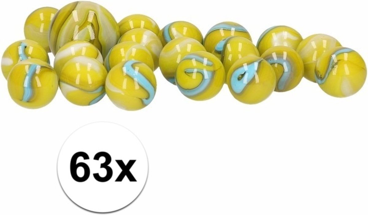 63x Knikkers Green Trolls in 3 netjes - buitenspeelgoed - knikkeren