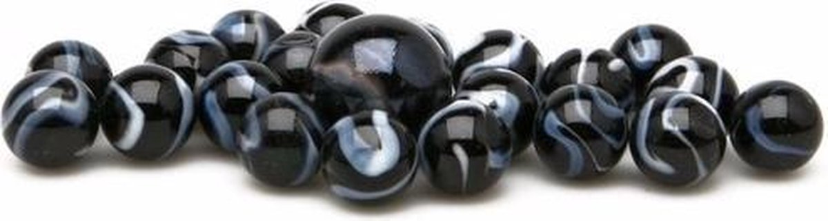 Glazen knikkers 42x Black Zebra - buitenspeelgoed - knikkeren