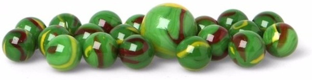 Glazen knikkers 42x Green Loki  - buitenspeelgoed - knikkeren