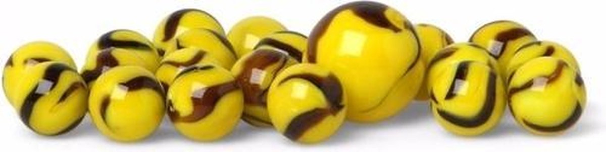 Glazen knikkers 42x Yellow Warrior - buitenspeelgoed - knikkeren