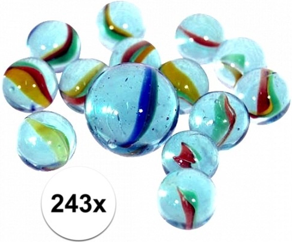 Glazen speelgoed knikkers - 243x stuks - een halve kilo - Buitenspeelgoed - knikkeren - kinderen - cadeau