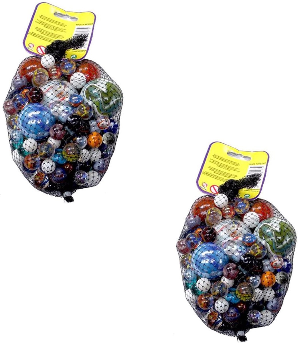 Speelgoed knikkers Mexicaantjes - glas - 2x kilo - verschillende formaten mix - voor kinderen - cadeau