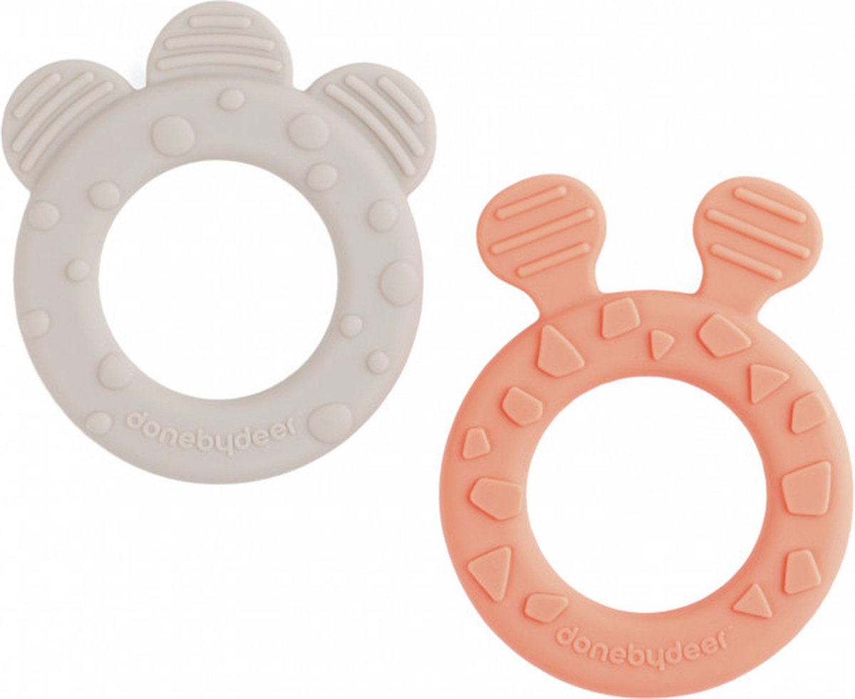 Done By Deer Deer Friends Bijtring Sand/Coral 2 Stuks