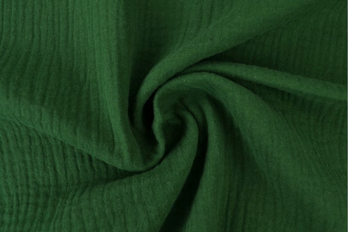 10 meter mousseline stof op rol - Donkergroen - 135cm breed - Double gauze op rol