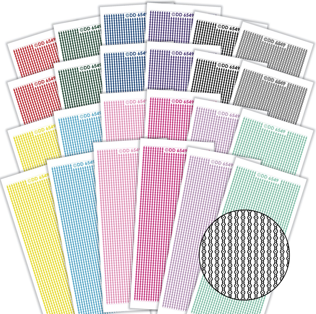 Stickerset, gekleurde flexibele randjes, 24pcs