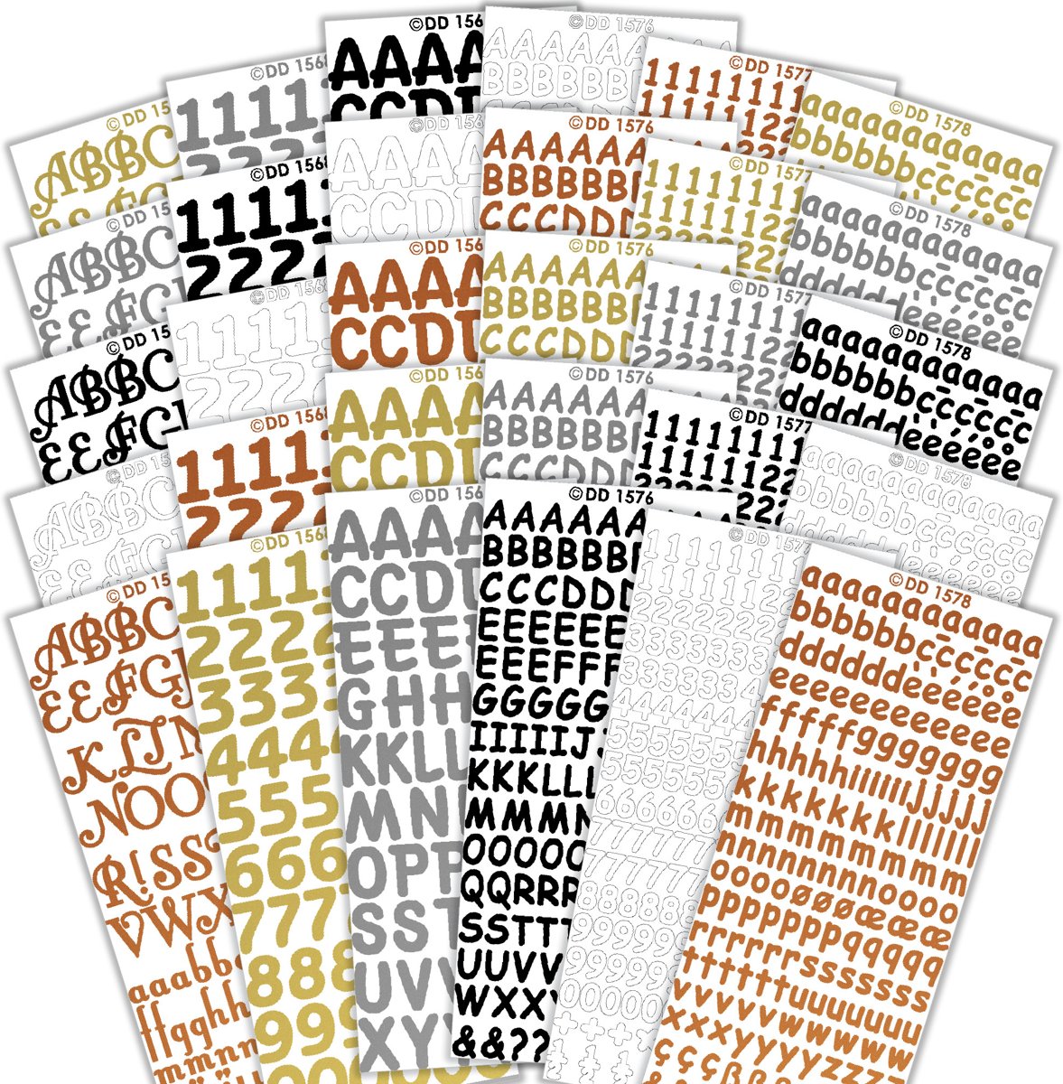  set: Letters, cijfers & figuren, 30 stickervellen