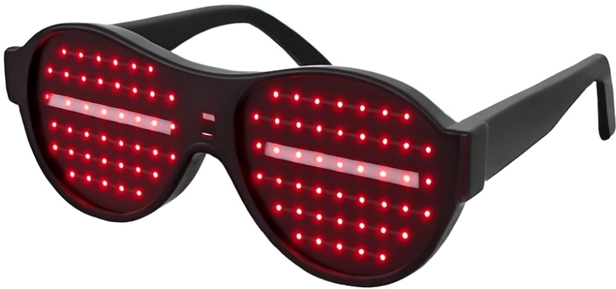 Doppler LED Partybril – Rood - Draadloze, Batterij-Aangedreven Feestbril - Techno Party Glasses - Men & Women - Lichtgevende Bril - Bril met LED verlichting - Bril met Licht - Perfect voor Feesten & Bruiloften & Koningsdag