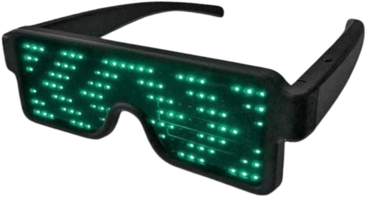 Doppler PRO LED Partybril – Groen - Oplaadbaar - Draadloze, Feestbril - Techno Party Glasses - Men & Women - Lichtgevende Bril - Bril met LED verlichting - Bril met Licht - Perfect voor Feesten & Bruiloften & Koningsdag