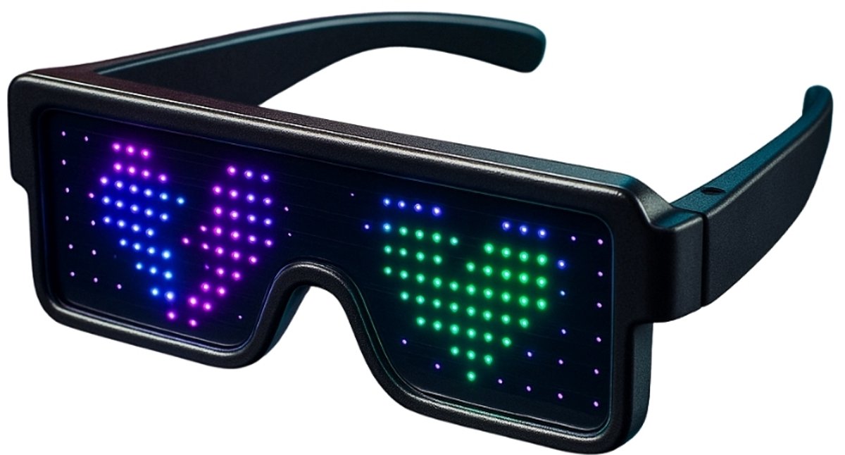 Doppler PRO LED Partybril – Meerkleurige - Oplaadbaar - Draadloze, Feestbril - Techno Party Glasses - Men & Women - Lichtgevende Bril - Bril met LED verlichting - Bril met Licht - Perfect voor Feesten & Bruiloften & Koningsdag
