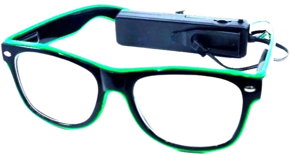 Doppler R&B LED Partybril – Groen – UV400 Neon - Batterij-Aangedreven Feestbril - Techno Party Glasses - Men & Women - Lichtgevende Bril - Bril met LED verlichting - Bril met Licht - Perfect voor Feesten & Bruiloften & Koningsdag