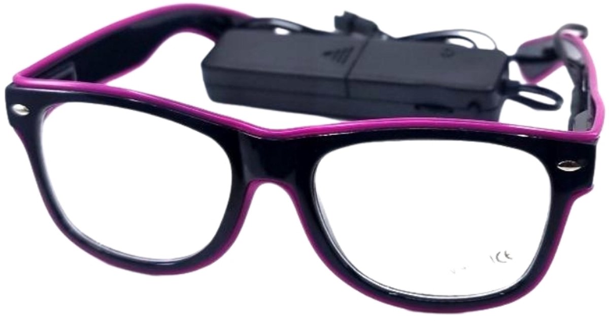 Doppler R&B LED Partybril – Paars – UV400 Neon - Batterij-Aangedreven Feestbril - Techno Party Glasses - Men & Women - Lichtgevende Bril - Bril met LED verlichting - Bril met Licht - Perfect voor Feesten & Bruiloften & Koningsdag