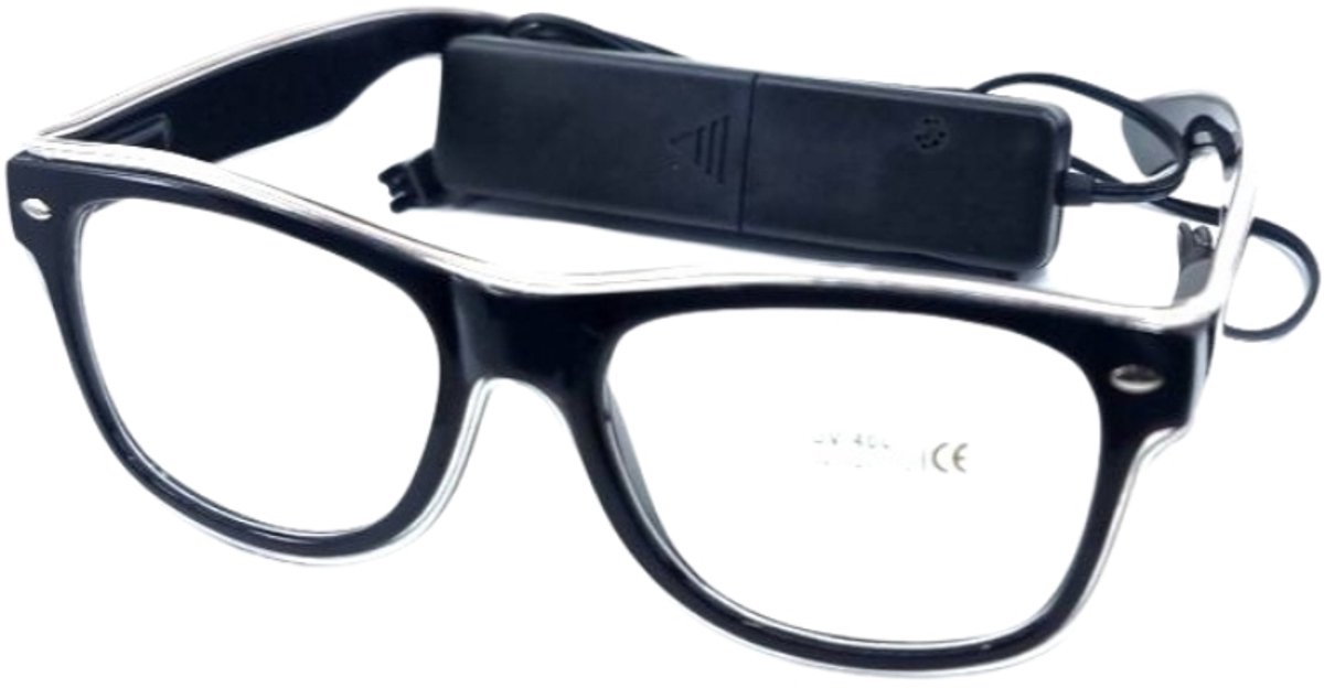 Doppler R&B LED Partybril – Wit – UV400 Neon - Batterij-Aangedreven Feestbril - Techno Party Glasses - Men & Women - Lichtgevende Bril - Bril met LED verlichting - Bril met Licht - Perfect voor Feesten & Bruiloften & Koningsdag