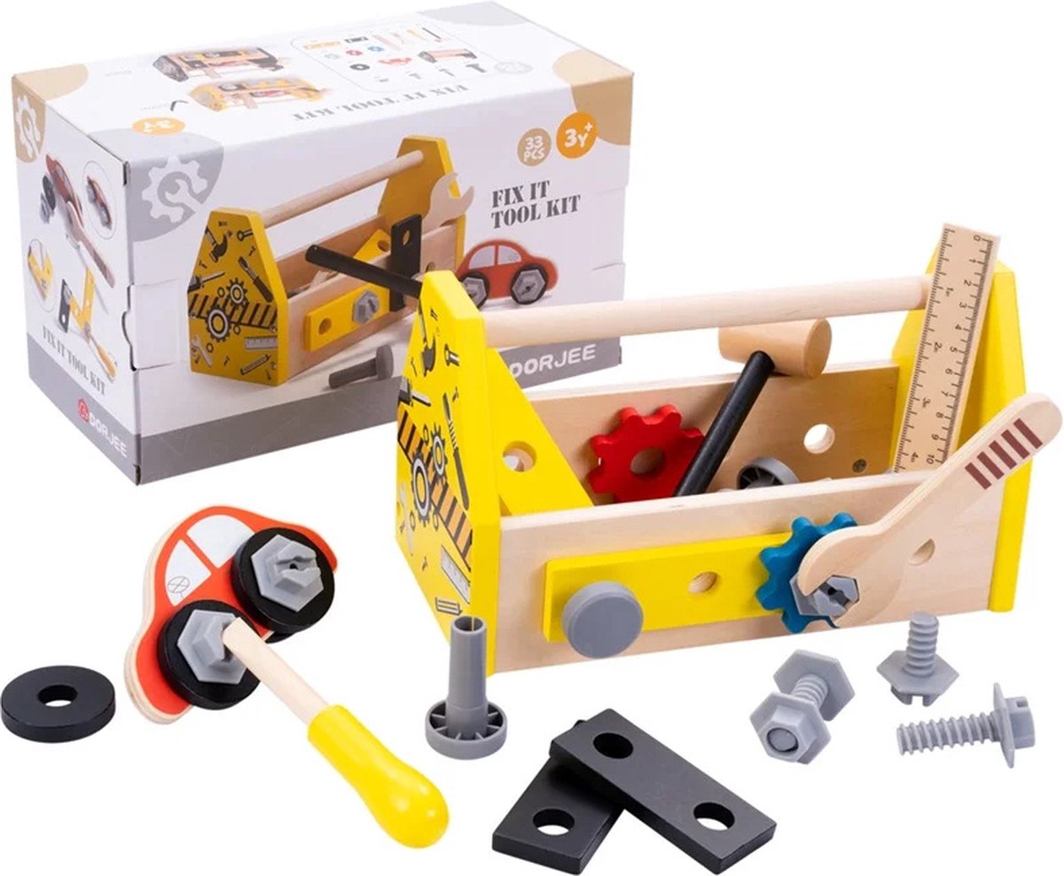 Gereedschapskist hout geel