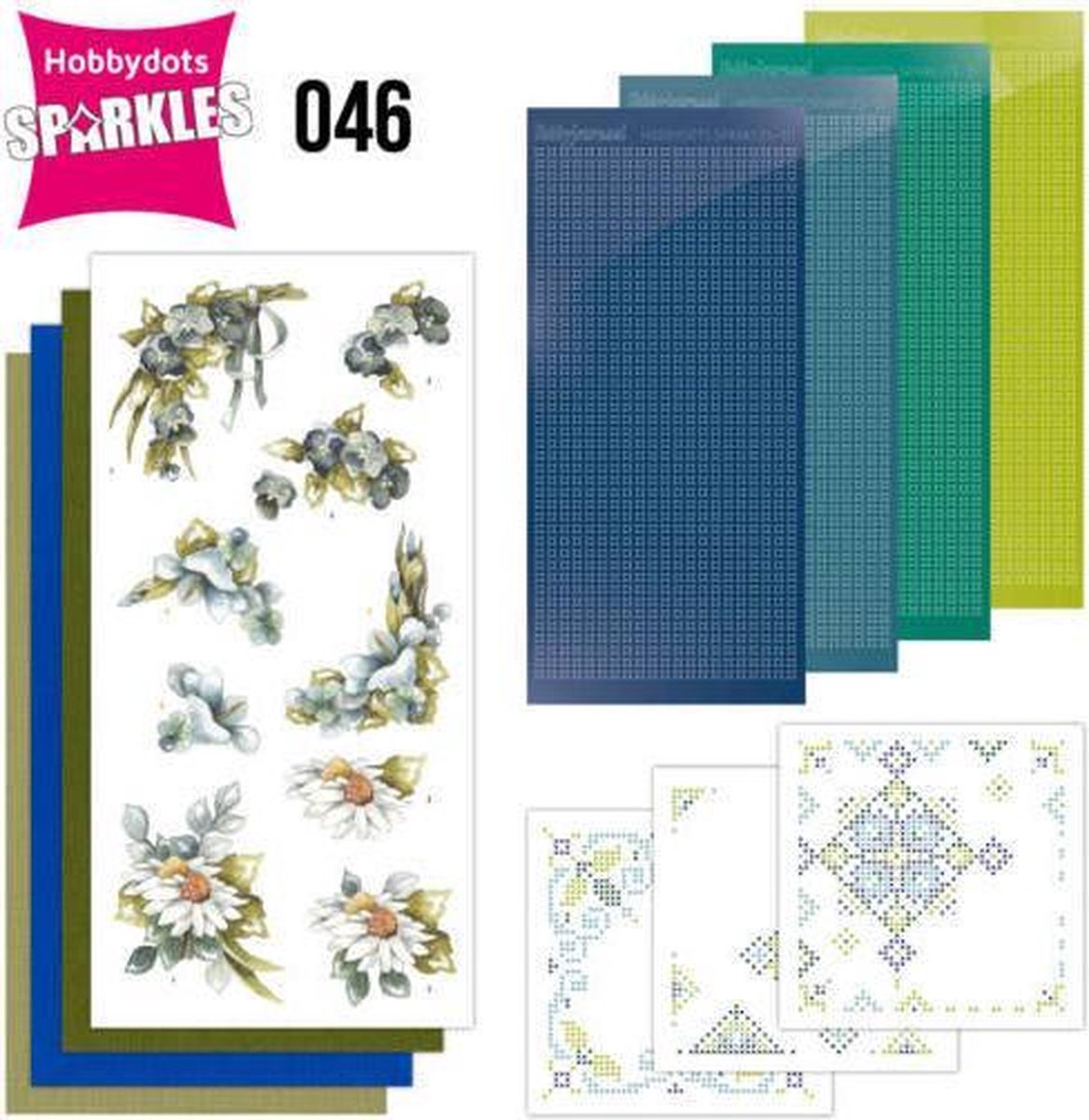 Hobbydots - Sparkles Set 46 - Precious Marieke - Pretty Flowers - Blue Flowers