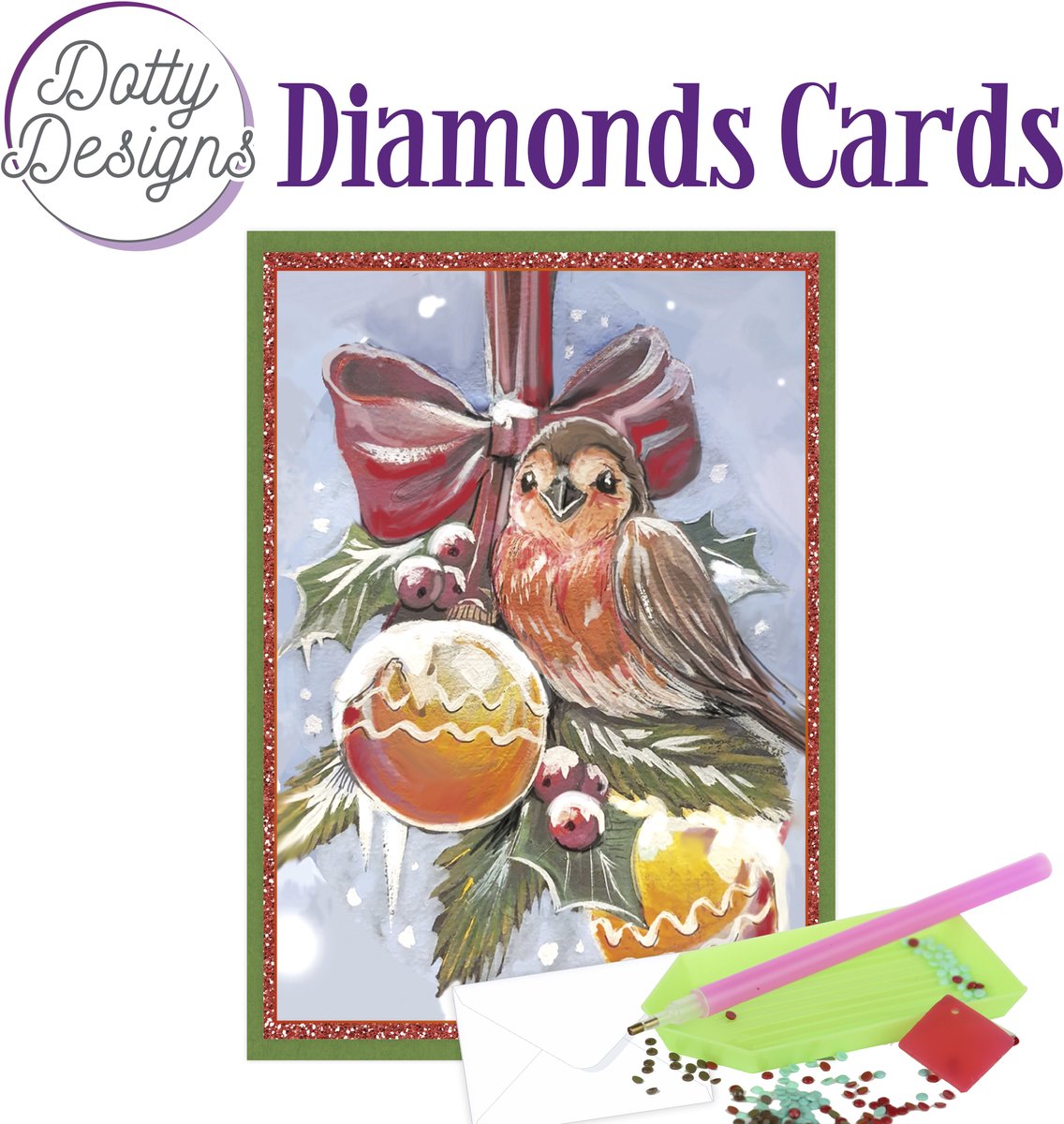 Set van 4 Dotty design diamond painting kerstkaarten ( set 23)