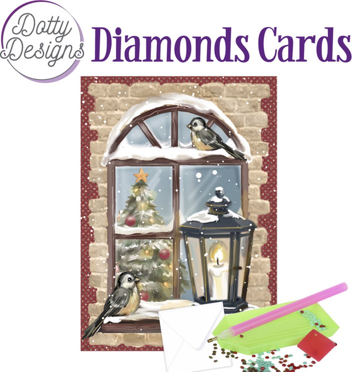 Set van 4 Dotty design diamond painting kerstkaarten (set 20)