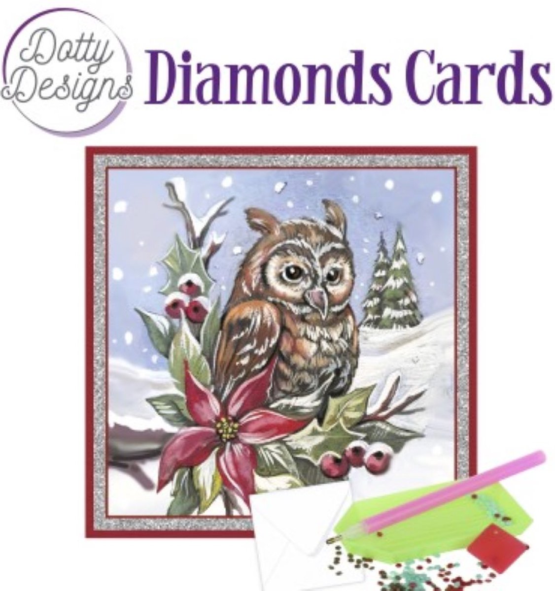 Dotty Designs Diamond Cards - Owl in Christmas spirit