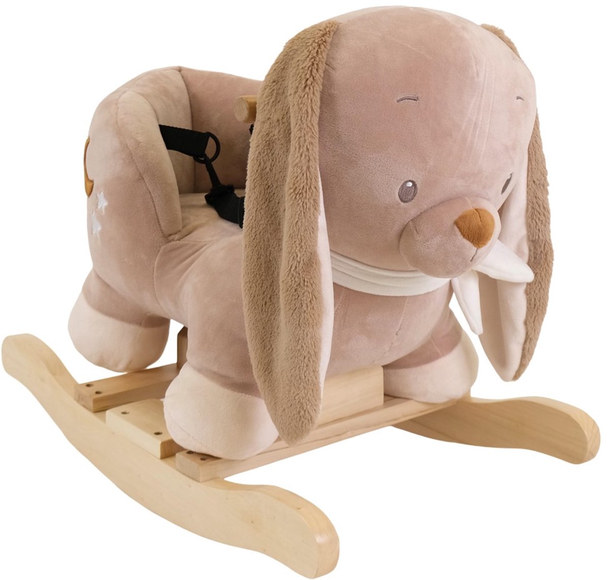   Hobbelpaard Hobbeldier Pluche Konijn vanaf 10 maanden - Voor Jongens en Meisjes - Houten Onderstel