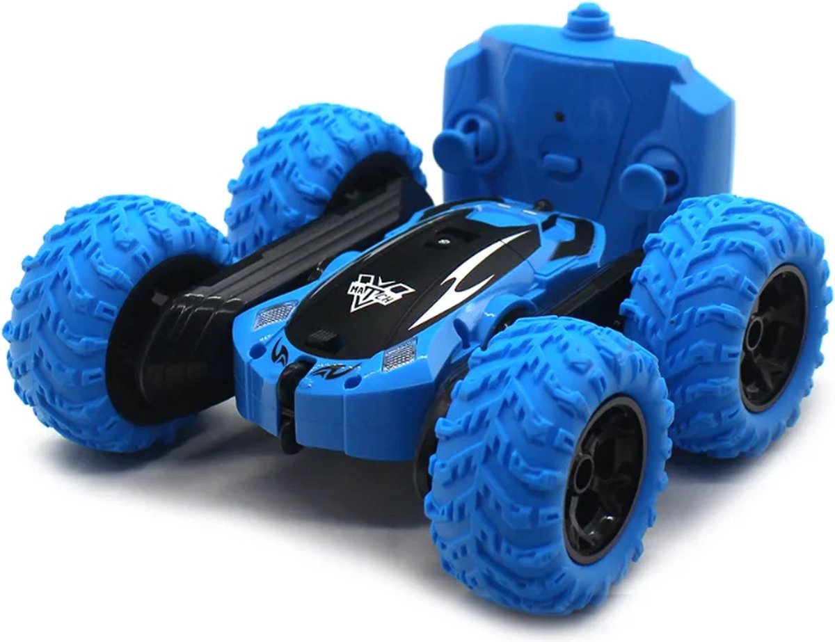 DrPhone AmphiX2 - 1:22 Bestuurbare Stunt Auto - Lange Accu - 4 Wiel Aandrijving - Race Auto Afstand bestuurbaar - 2,4 GHZ - Voor Jongens en Meisjes – Blauw