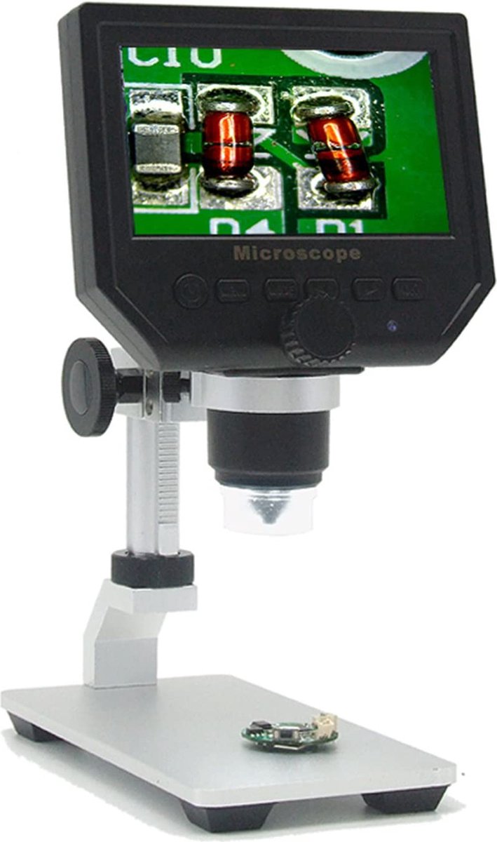 DrPhone DGM2 – Digitale Microscoop – 4.3 inch Scherm - 600X - 1080P met 3.6MP Camerasensor -  8 LED-lampjes – Metalen Standaard - Zwart