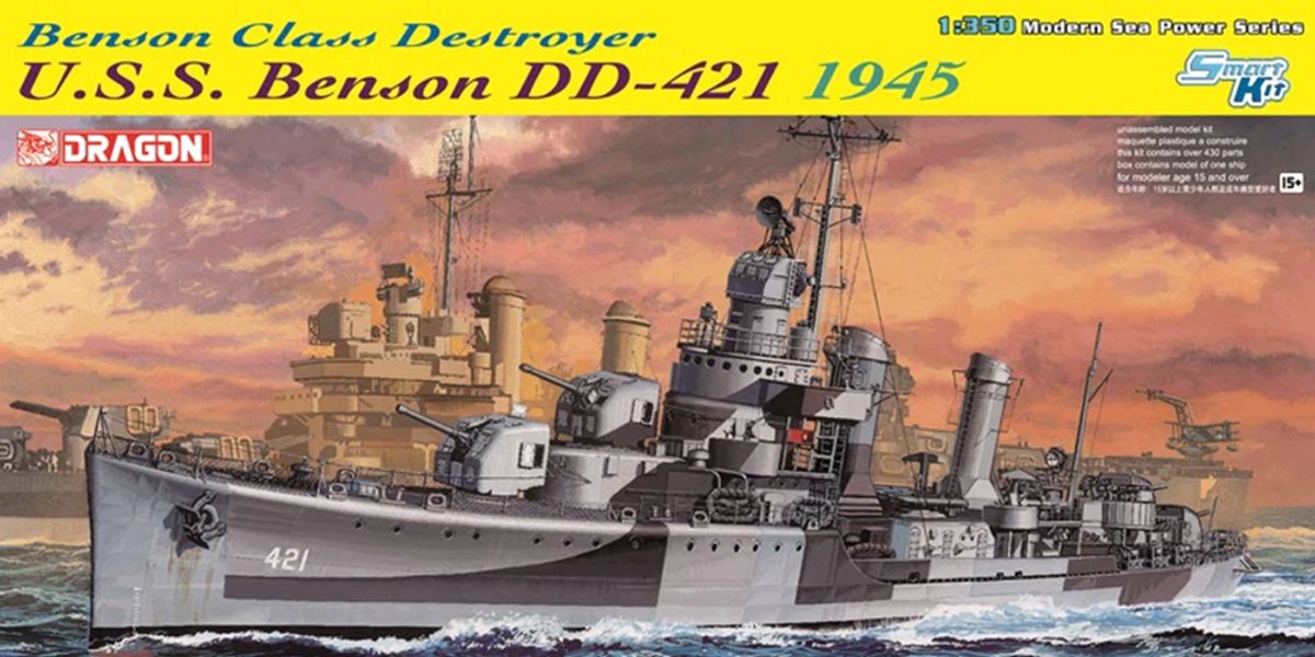 Dragon Modelbouwpakket Militaire voertuigen - 1032 U.S.S. Benson DD-421 - 1945 - Destroyer Benson-class Plastic - 1:350 -