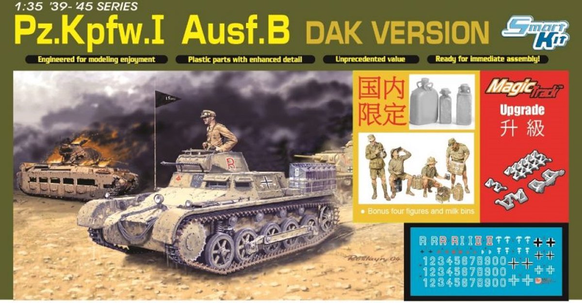 Dragon Modelbouwpakket Militaire voertuigen - 6207 Panzerkampfwagen I - Pz.Kpfw. I Ausf. B - DAK Version - Tank Plastic - 1:35 -