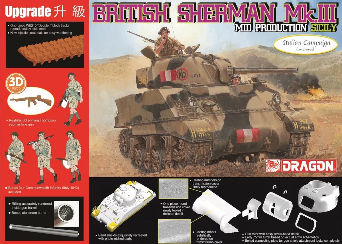 Dragon Modelbouwpakket Militaire voertuigen - 6231 British Sherman Mk.III - Mid Production Sicily Plastic - 1:35 -