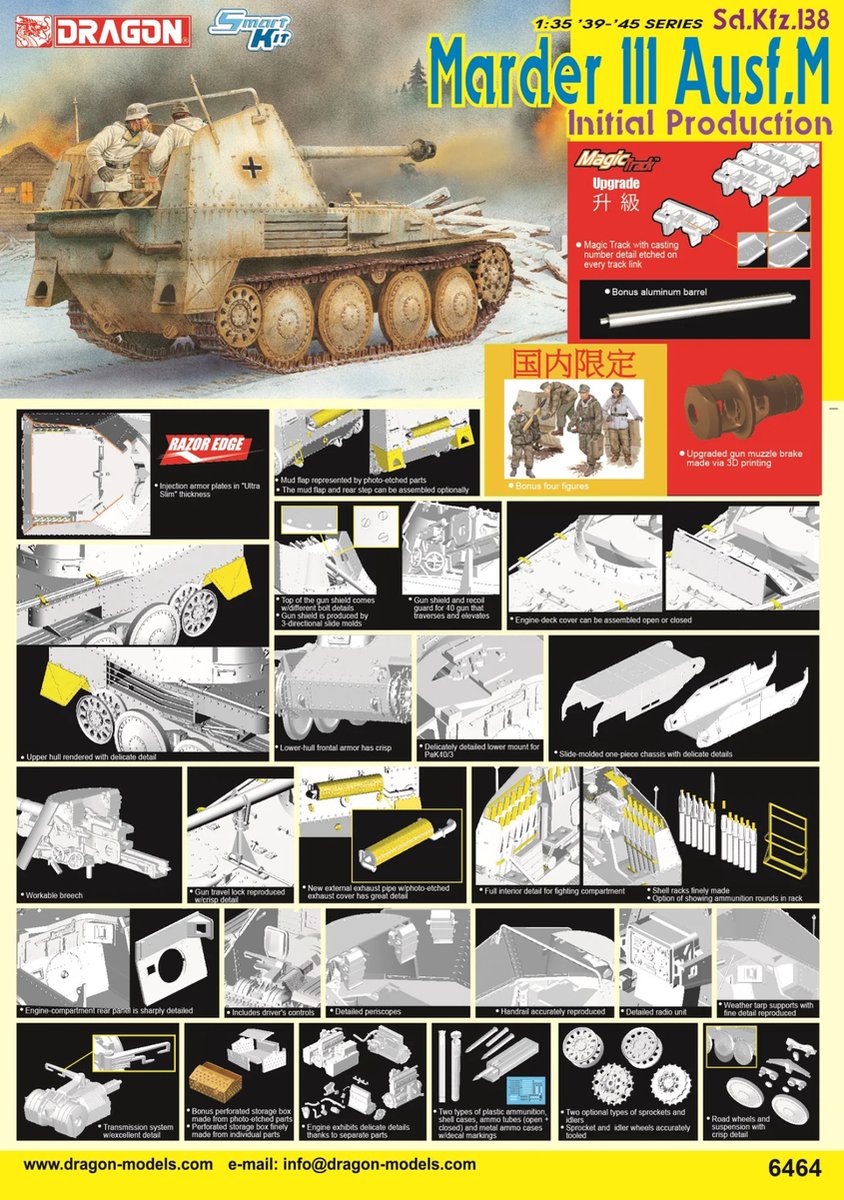 Dragon Modelbouwpakket Militaire voertuigen - 6464 Marder III Ausf.M eerste productie - Sd.Kfz.138 Plastic - 1:35 -