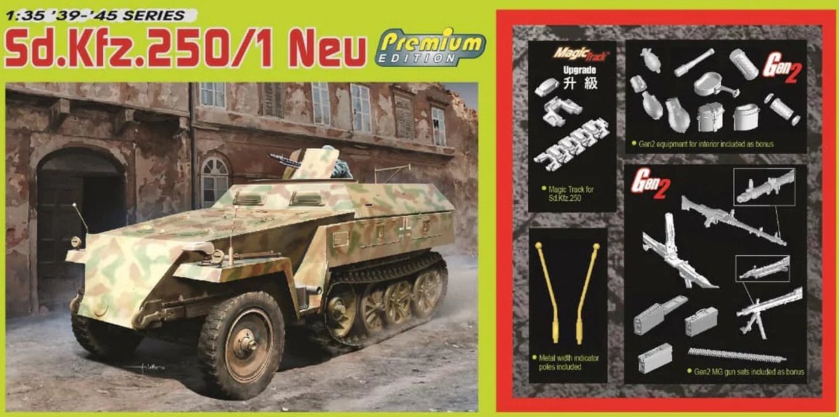 Dragon Modelbouwpakket Militaire voertuigen - 6476 Sd.Kfz. 250/1 NEU - Premium Edition Plastic - 1:35 -