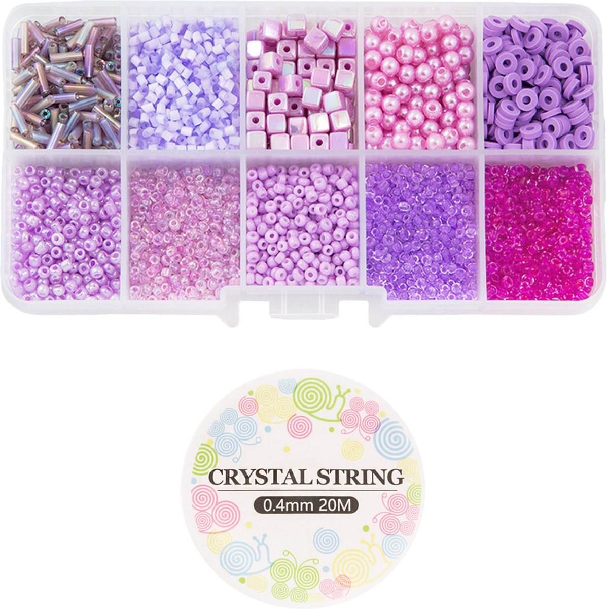 Kralendoos - Glas & Acryl Kralen (diverse maten) Mix Color Purple