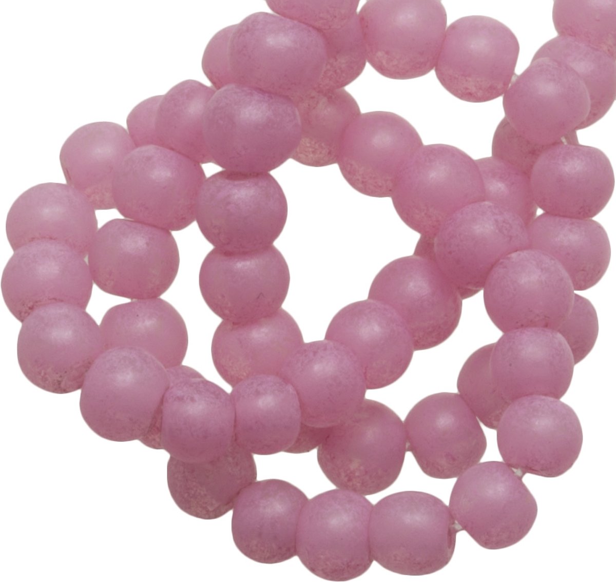 Glaskralen Stonewash (4 mm) Light Pink (110 Stuks)