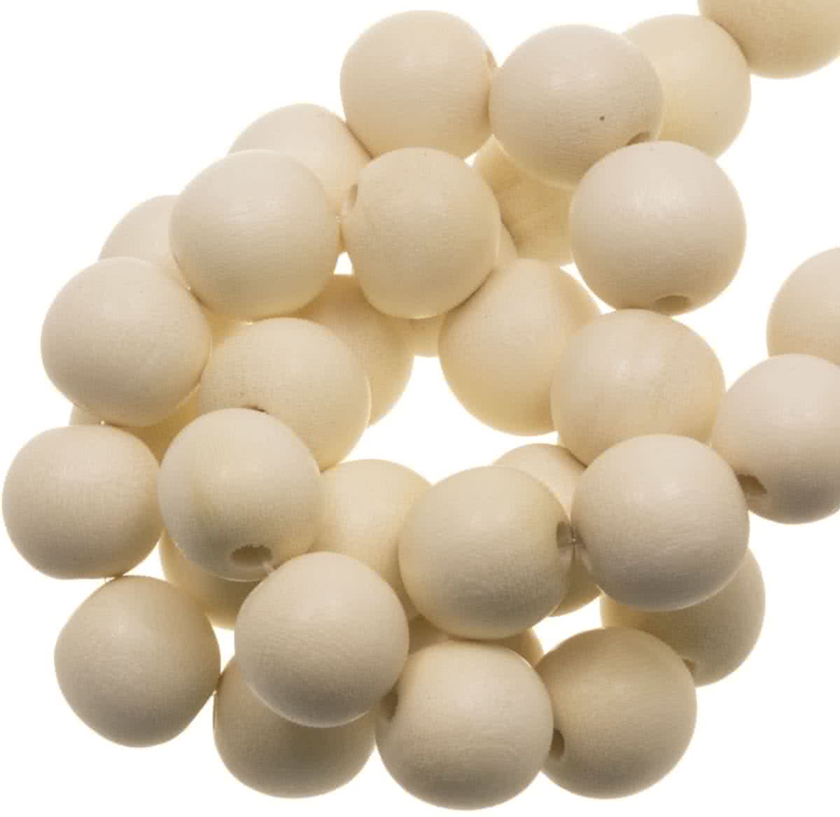 Houten Kralen Vintage Look (12 mm) White (70 stuks)