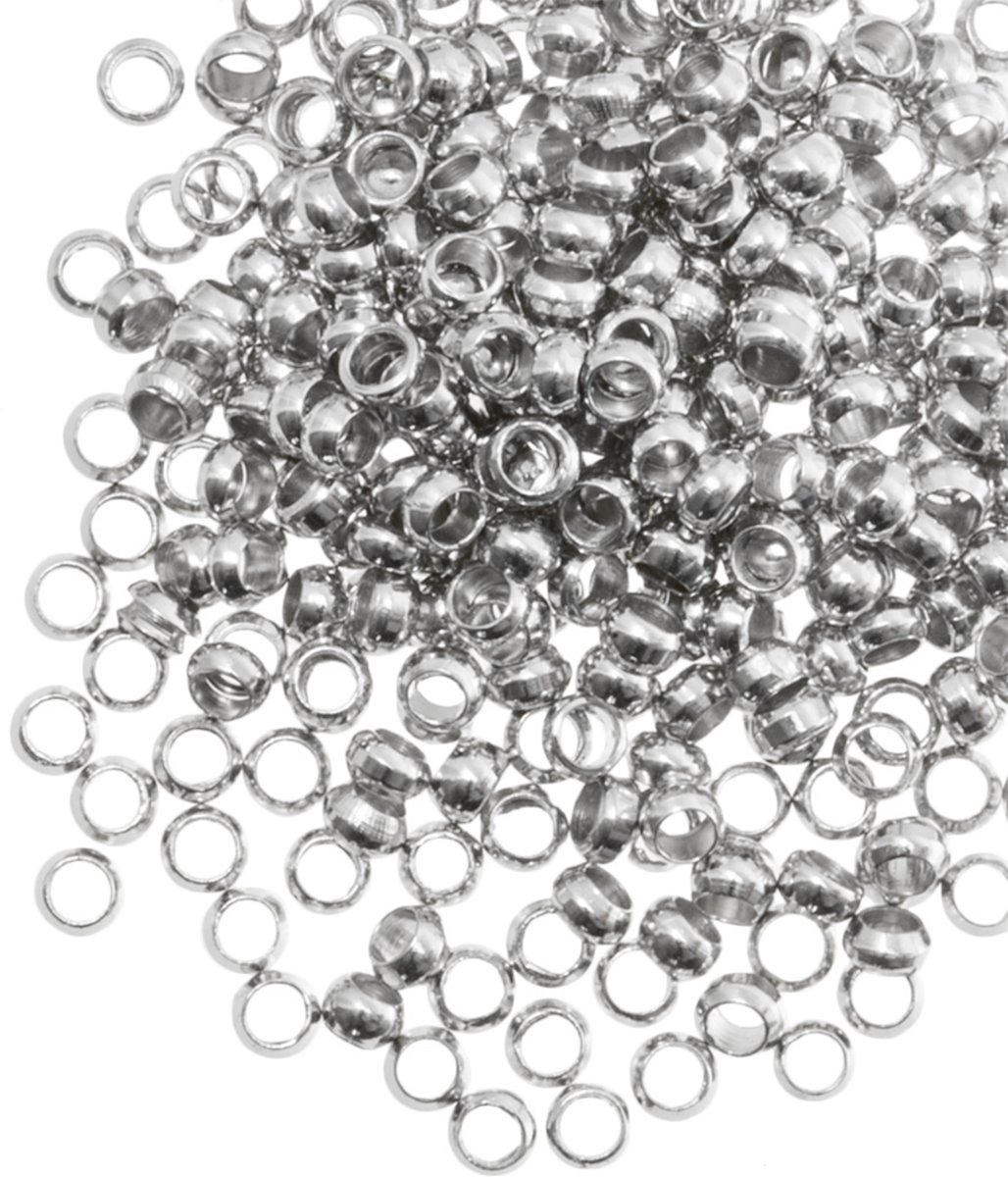 Stainless Steel Knijpkralen (Binnenmaat 1.2 mm) Antiek Zilver (100 Stuks)
