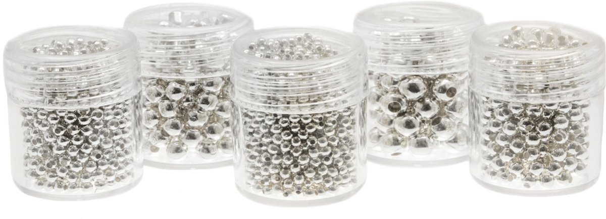 Voordeelpakket - Metalen Kralen (2 / 2.5 / 3/ 4 en 5 mm) Zilver (2300 Stuks)
