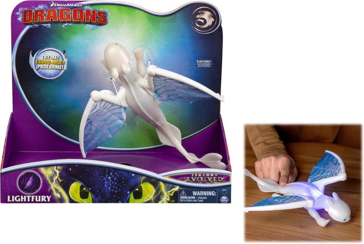 Dragons - Deluxe Lightfury Draakfiguur - Licht en Geluid - 17 x 20 cm
