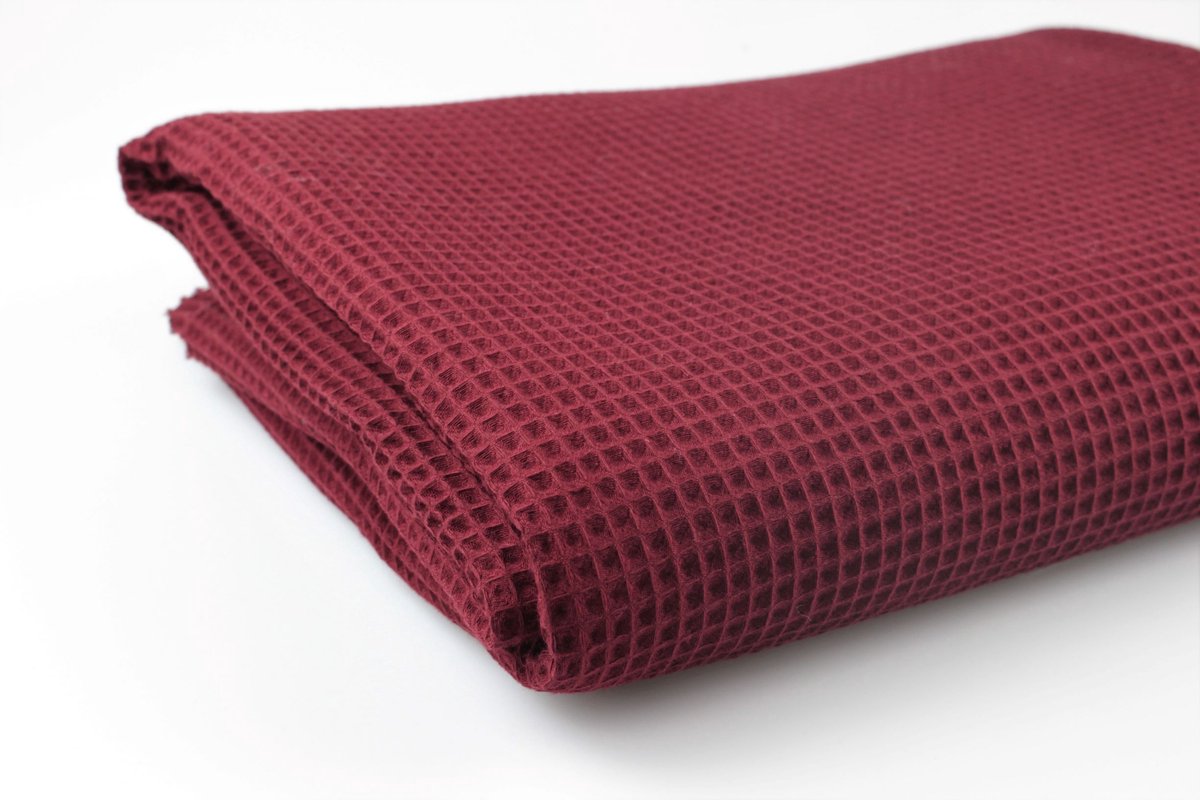 Wafel katoen - bordeaux - coupon - 2 meter