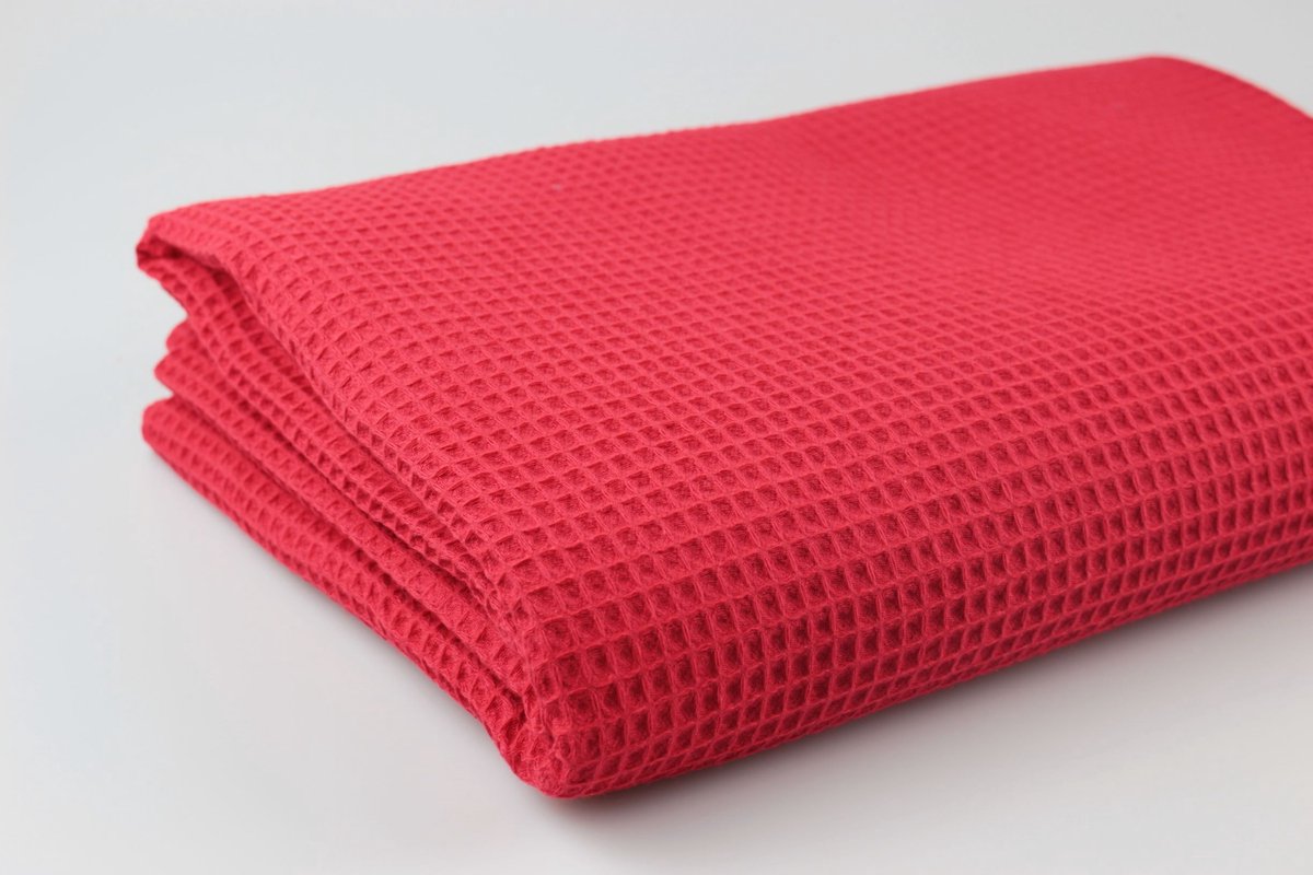 Wafel katoen - rood - coupon - 2 meter