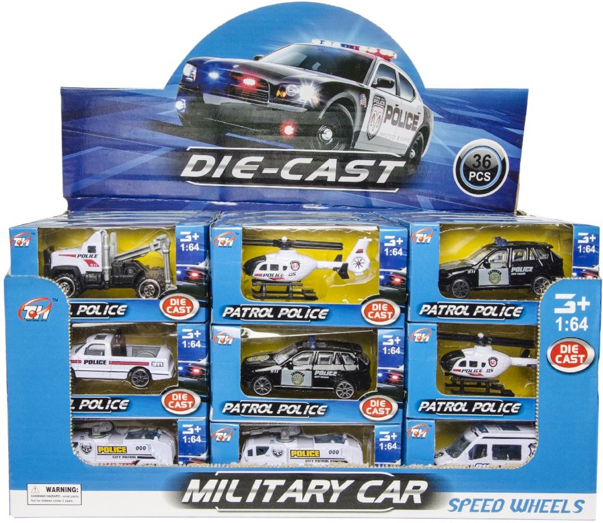 Duckiez Metalen Politievoertuigen - 36 stuks