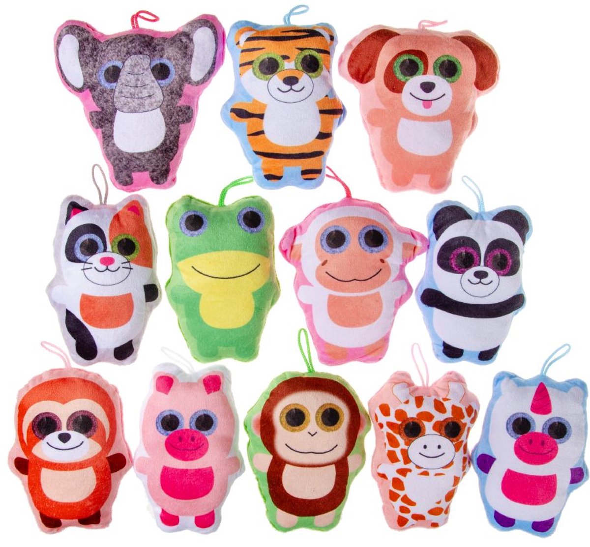 Duckiez Pluche Super Soft Dieren Met Grote Ogen - 24 stuks