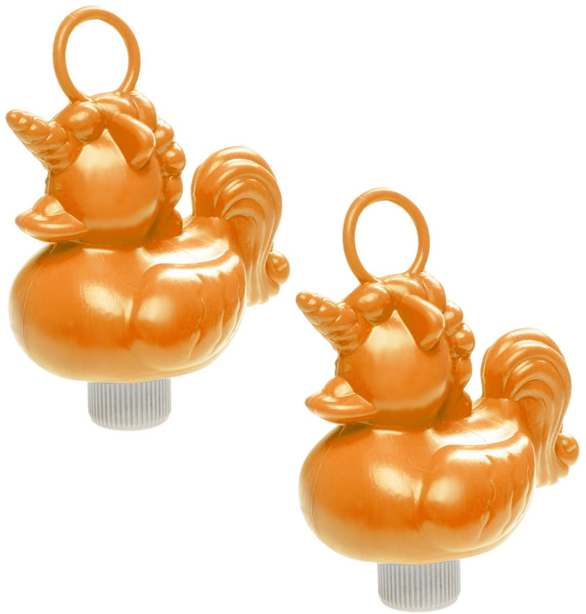 Duckiez eenhoorn badeendje badspeelgoed - 8x - oranje - 12 x 6 cm - Met oogje voor het hengelspel - kunststof
