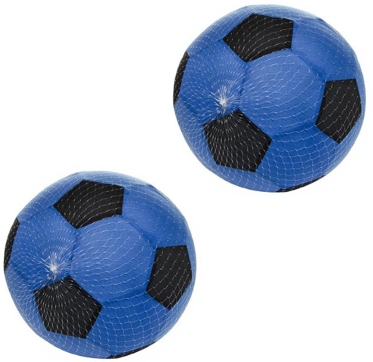 Softbal foam - 2x - voetbal print - blauw - zacht - dia 50 cm - speelgoed ballen