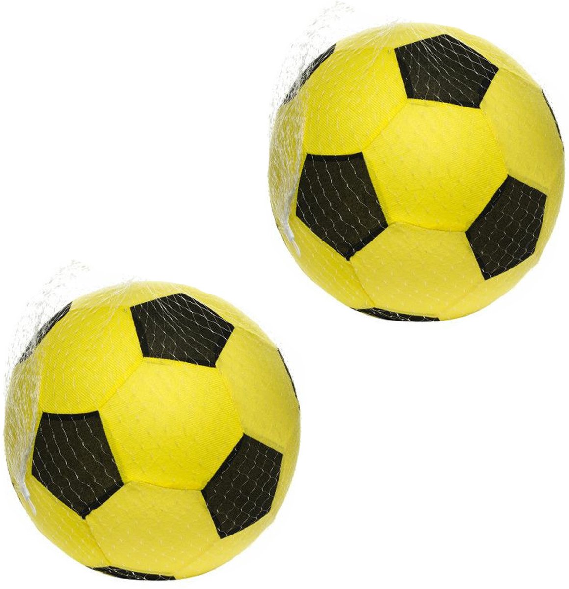 Softbal foam - 2x - voetbal print - geel - zacht - dia 50 cm - speelgoed ballen