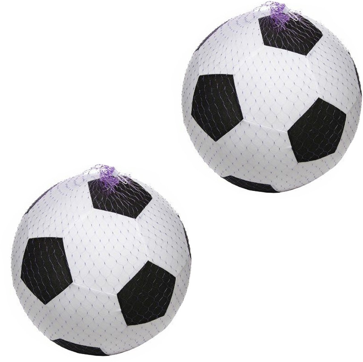 Softbal foam - 2x - voetbal print - wit - zacht - dia 50 cm - speelgoed ballen