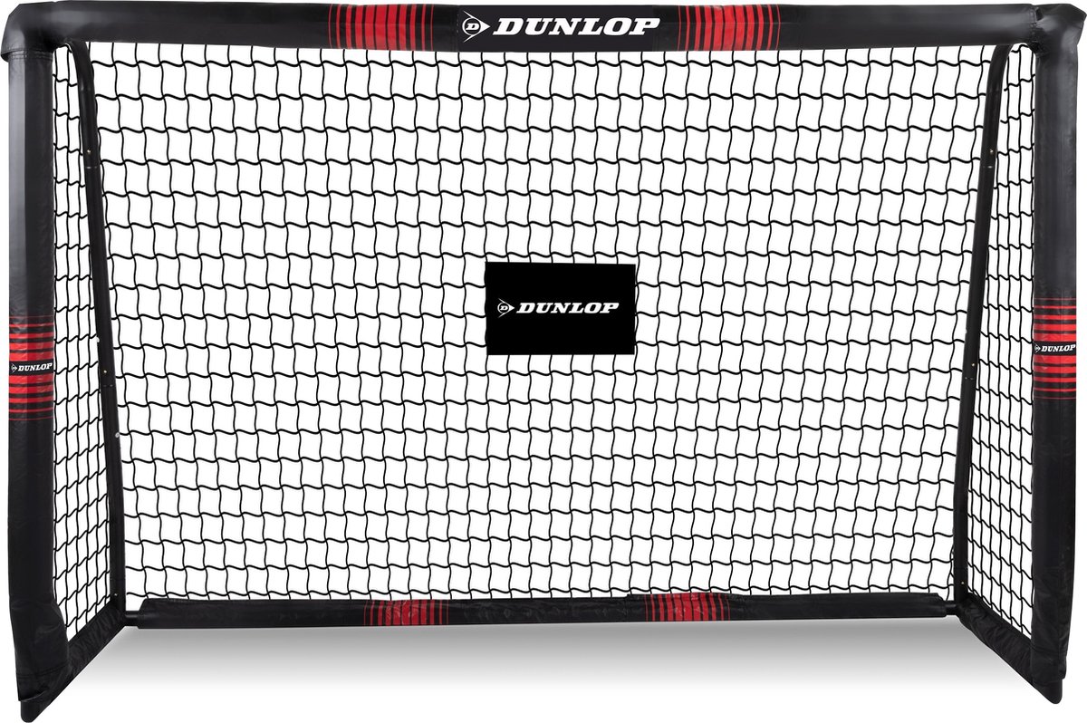 Dunlop Voetbaldoel - 180 x 120 x 60 CM - Metaal - Voetbaltrainingsmateriaal voor Alle Leeftijden - Makkelijke Montage - Zwart/Rood