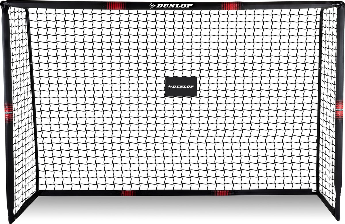 Dunlop Voetbaldoel - 240 x 160 x 85 CM - Metaal - Voetbaltrainingsmateriaal voor Alle Leeftijden - Makkelijke Montage - Zwart/Rood