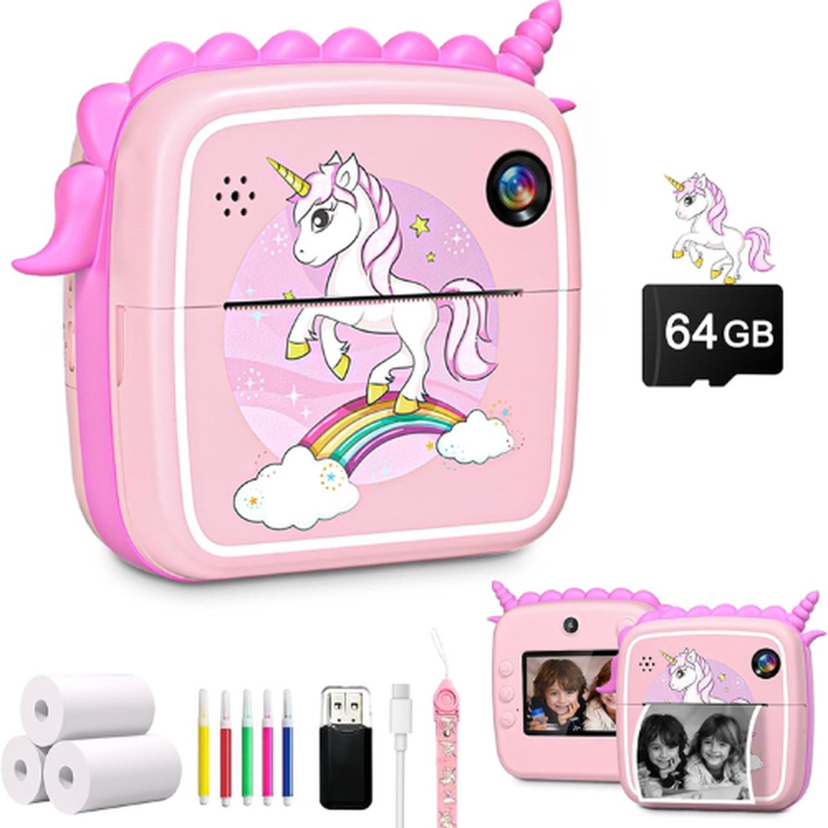 DuoDuoSnap® Kindercamera - Digitale Kindercamera 1080P HD-video - Kindercamera Met Foto Printer - Kindercamera Digitaal - Kindercameras - Kindercamers - Kindercamera Met Printer - Kinder Camera - Kindercamera Print