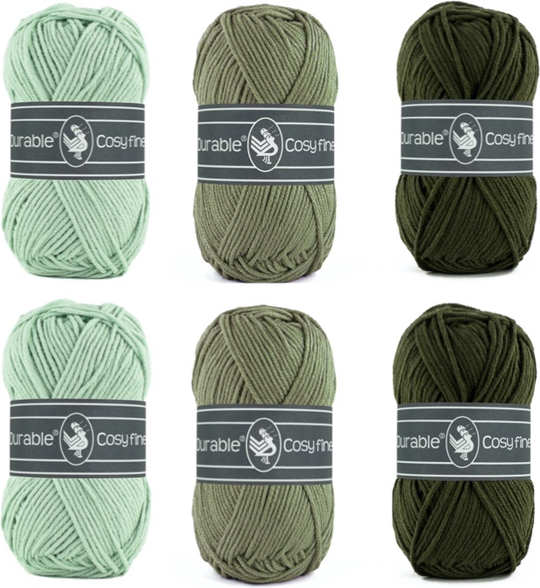 Ton sur ton vintage groen haakgaren set - 6 bollen acryl en katoengaren Cosy fine