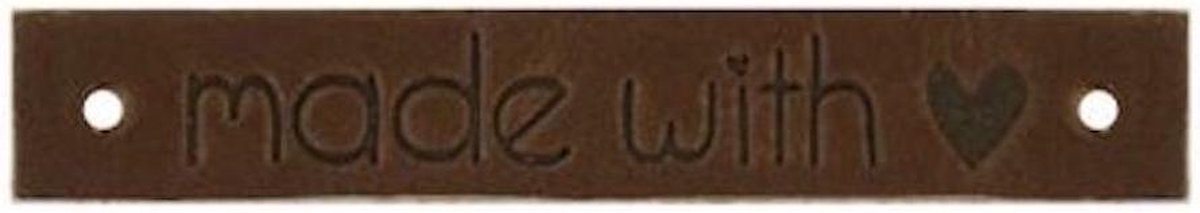 6 Leren Label Handmade with Love - Donkerbruin