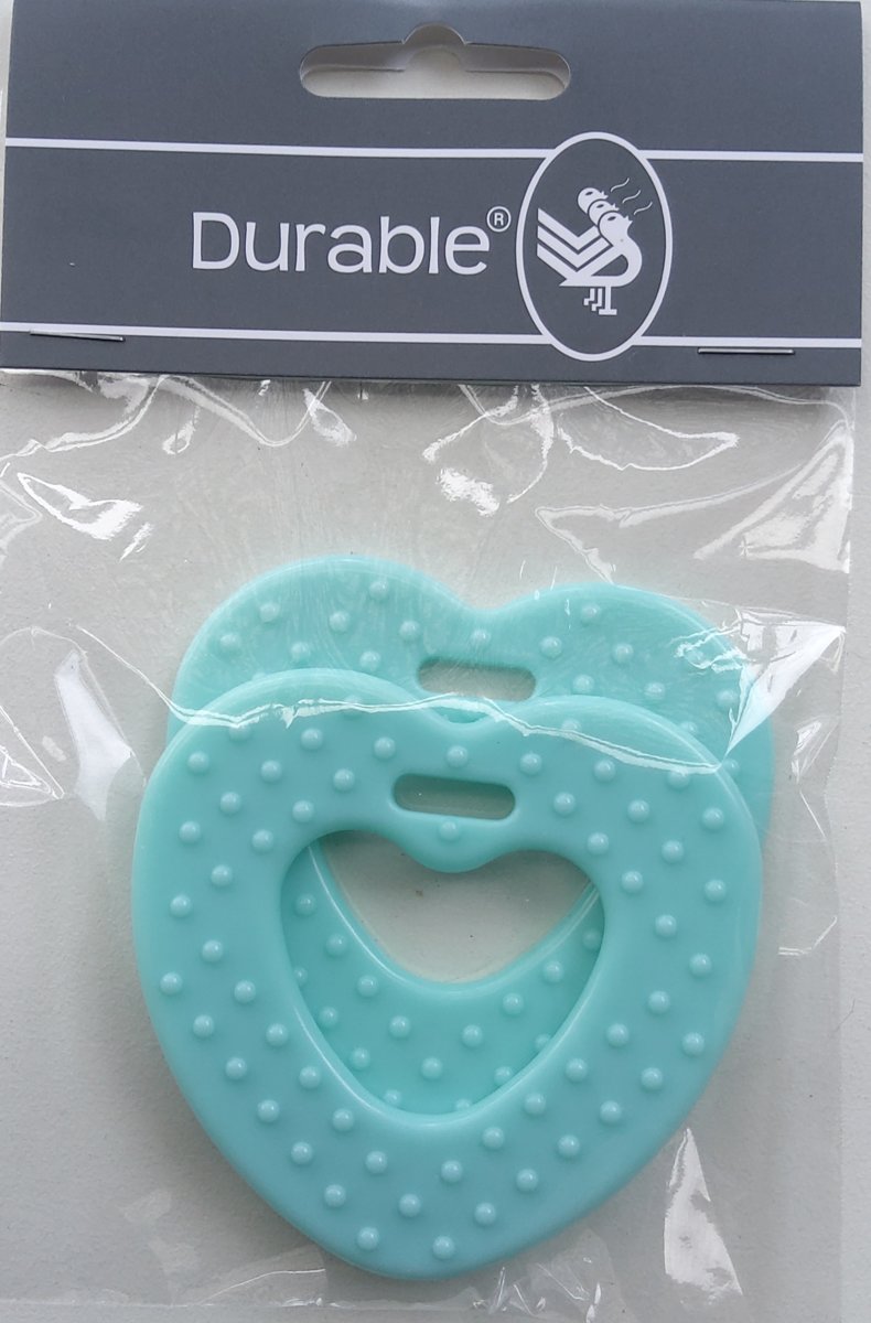   2x Bijtring Hart met noppen kleur  Mint287